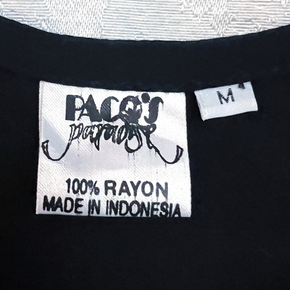 Paco’s Paradise Black Sun Print Sleeveless Button Front Hippie Dress Size M GUC - Picture 3 of 5